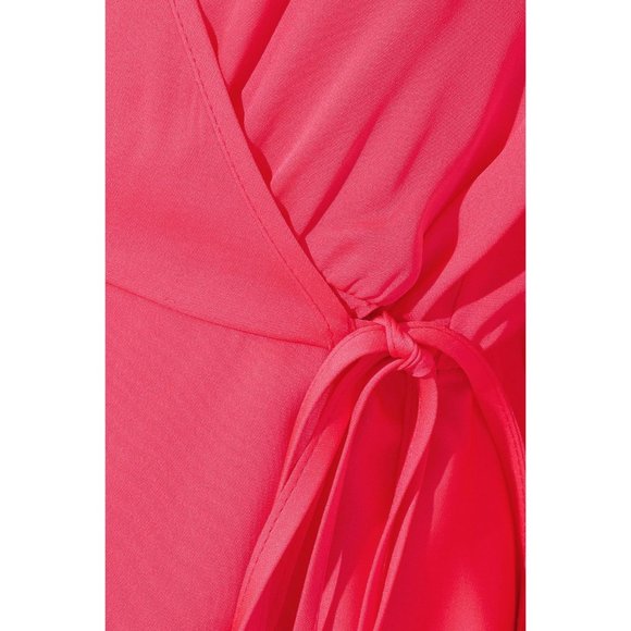 NWT Womens Size 6 Milly Hot Pink Kia Stretch-silk Crepe De Chine Peplum Wrap Top - Picture 4 of 4